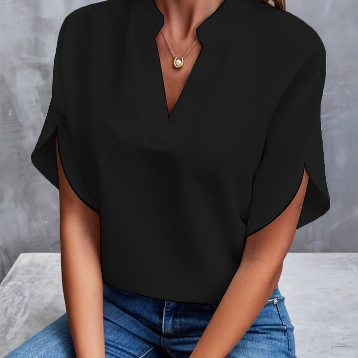 Nicole | Elegancka Bluzka z Drapowaniem i Dekoltem w Serek