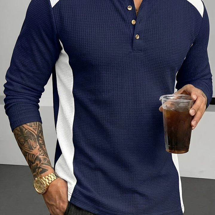 Curtis | Teksturowany Henley z Długim Rękawem