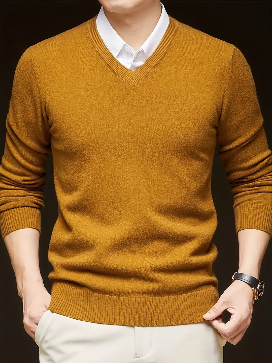 Hugh | Elegancki sweter z dekoltem w serek