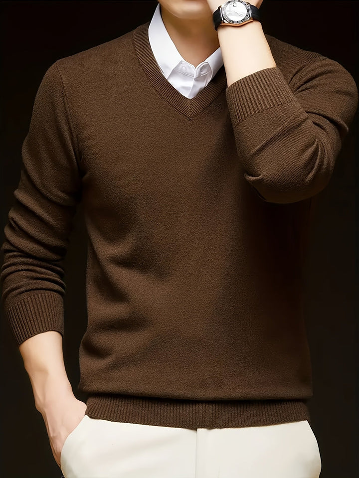 Hugh | Elegancki sweter z dekoltem w serek