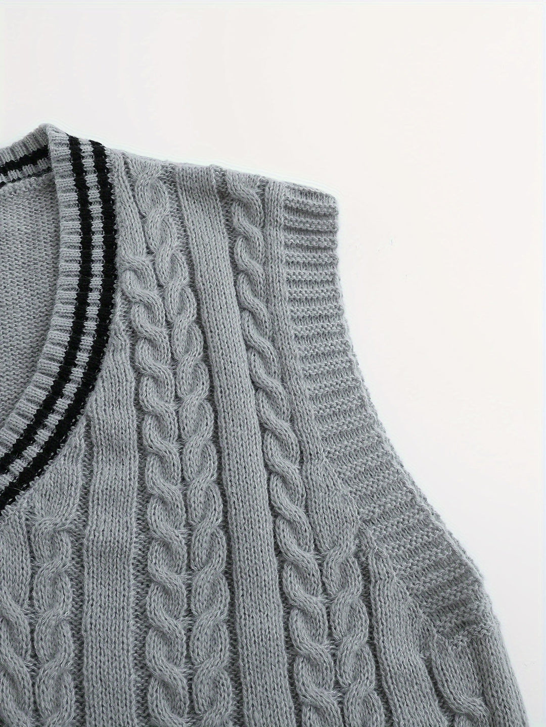 Gideon | Kamizelka Sweter V-Neck z Warkoczem