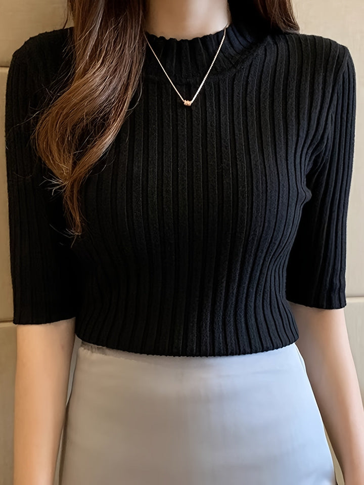 Verity | Żebrowany Top z Mock-Neck