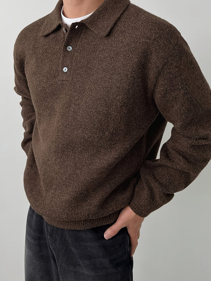 Landon | Elegancki Sweter z Kołnierzykiem Polo