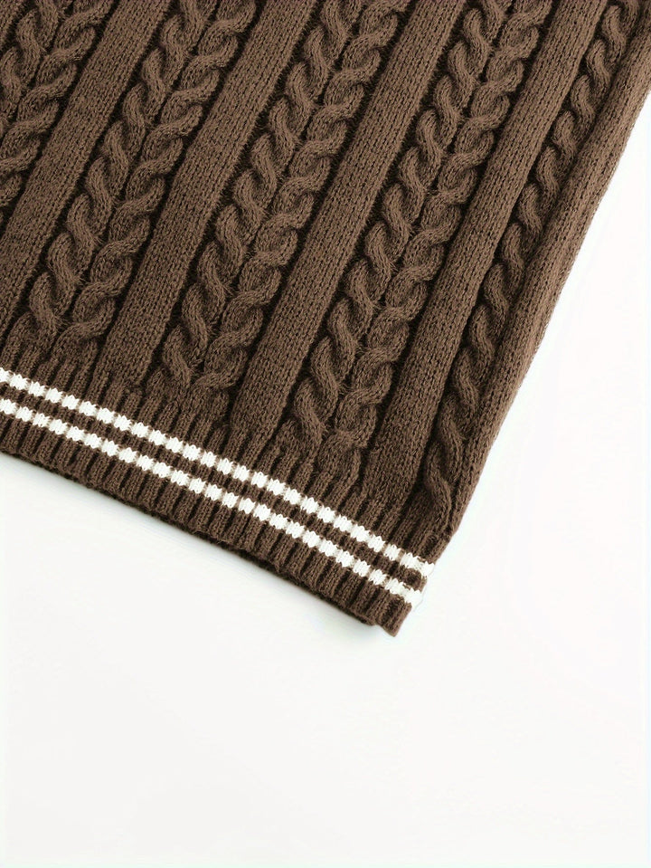 Gideon | Kamizelka Sweter V-Neck z Warkoczem