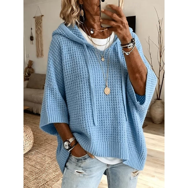 Carol | Luźna Bluza z Kapturem o Strukturze Wafla