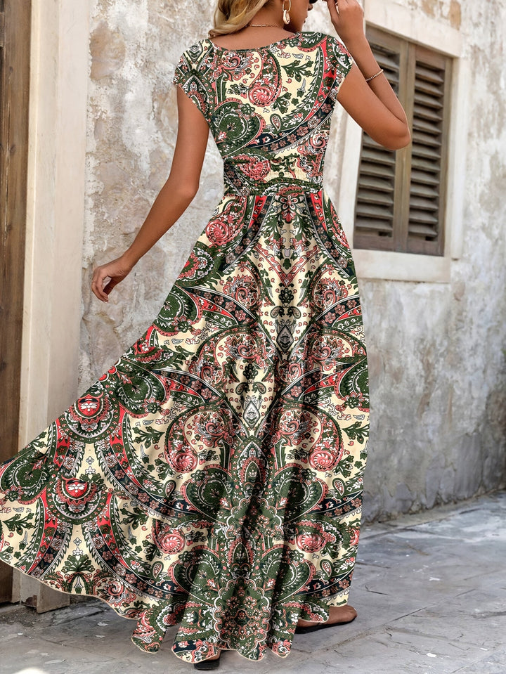 Roberta | Boho Maxi Sukienka w Wzór Paisley