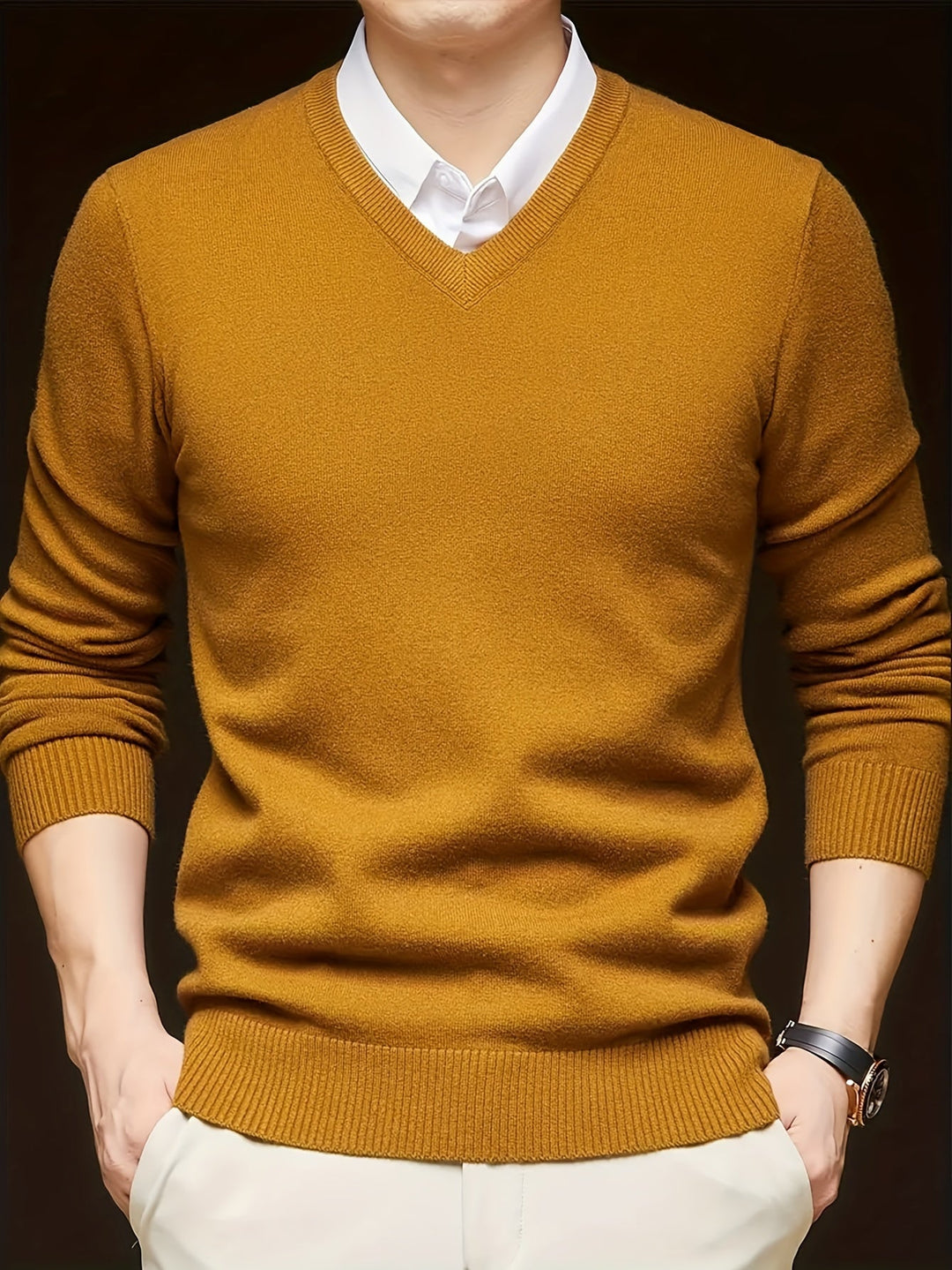 Hugh | Elegancki sweter z dekoltem w serek