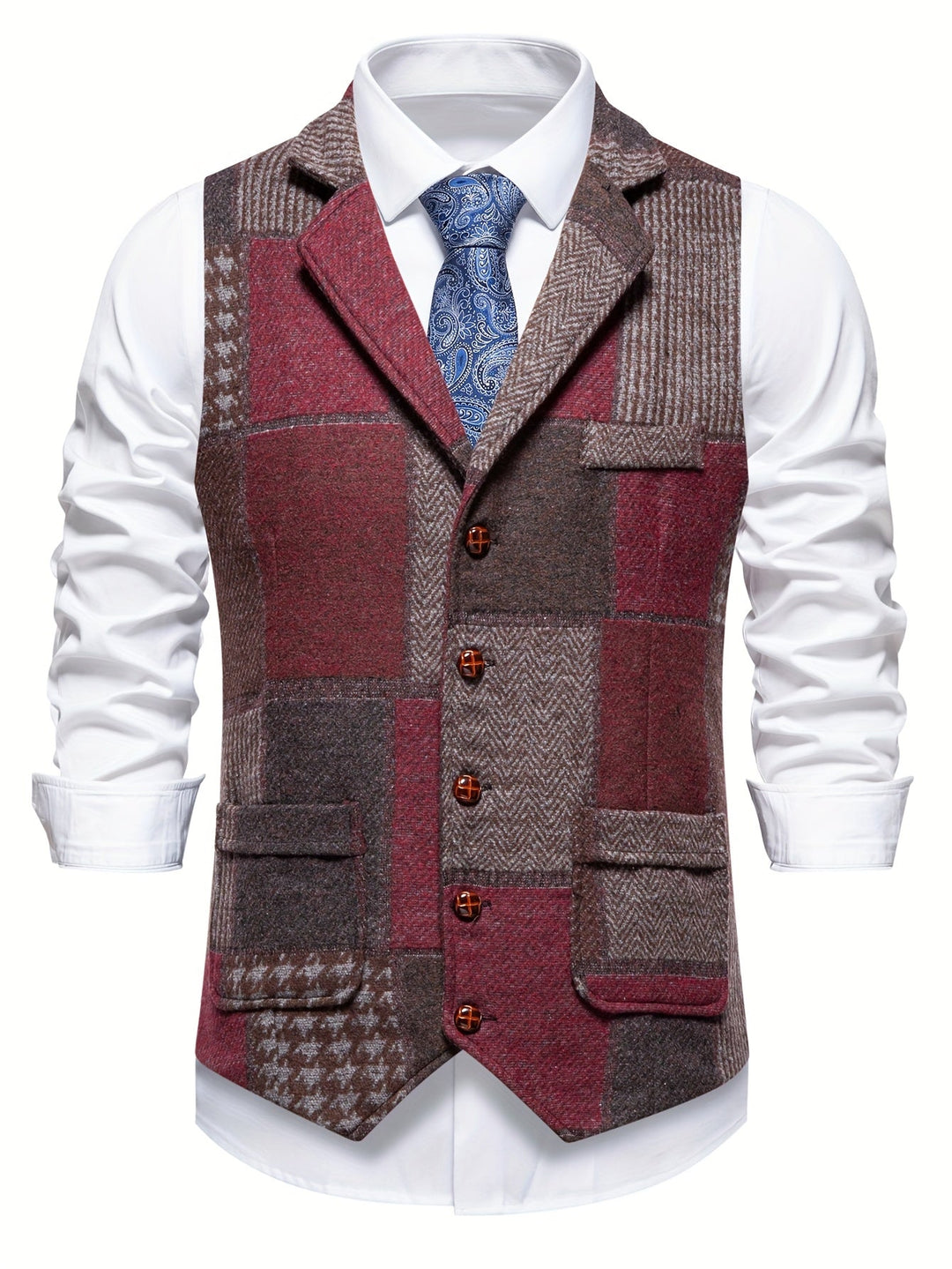 Trevor | Kamizelka Patchwork z Wzorem Węgierskim