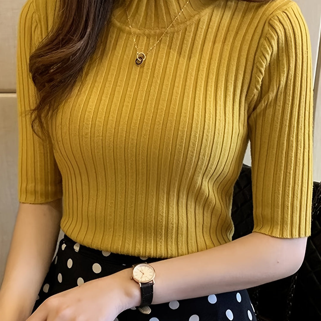 Verity | Żebrowany Top z Mock-Neck