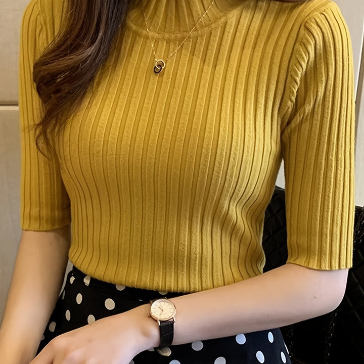 Verity | Żebrowany Top z Mock-Neck