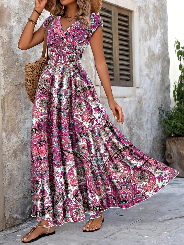 Roberta | Boho Maxi Sukienka w Wzór Paisley
