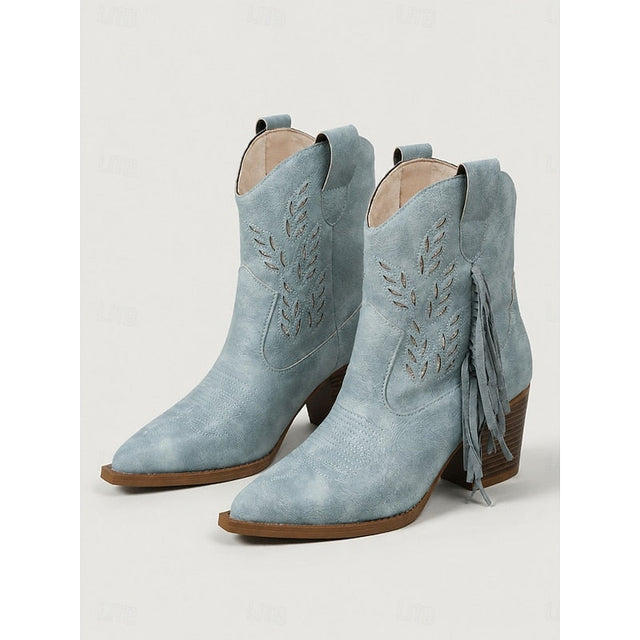 Corinne | Zamszowe Botki w Stylu Western