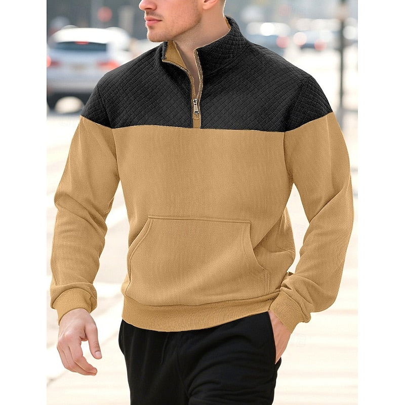 Braxton | Teksturowany Sweter z Kapturem na Ćwierć Zippa