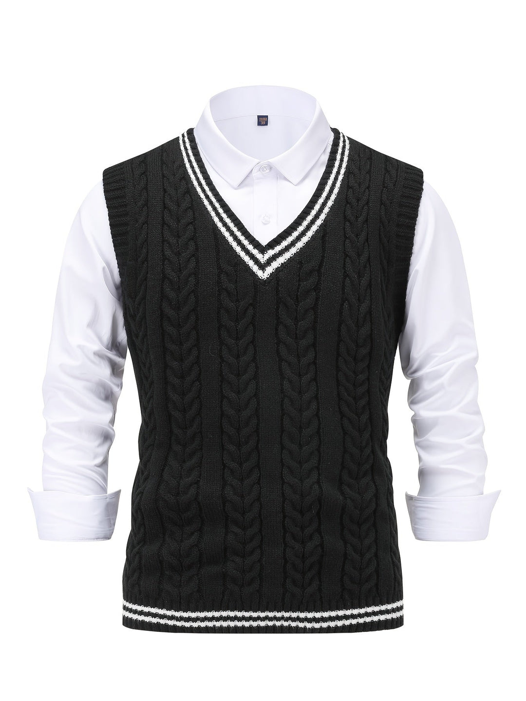 Gideon | Kamizelka Sweter V-Neck z Warkoczem