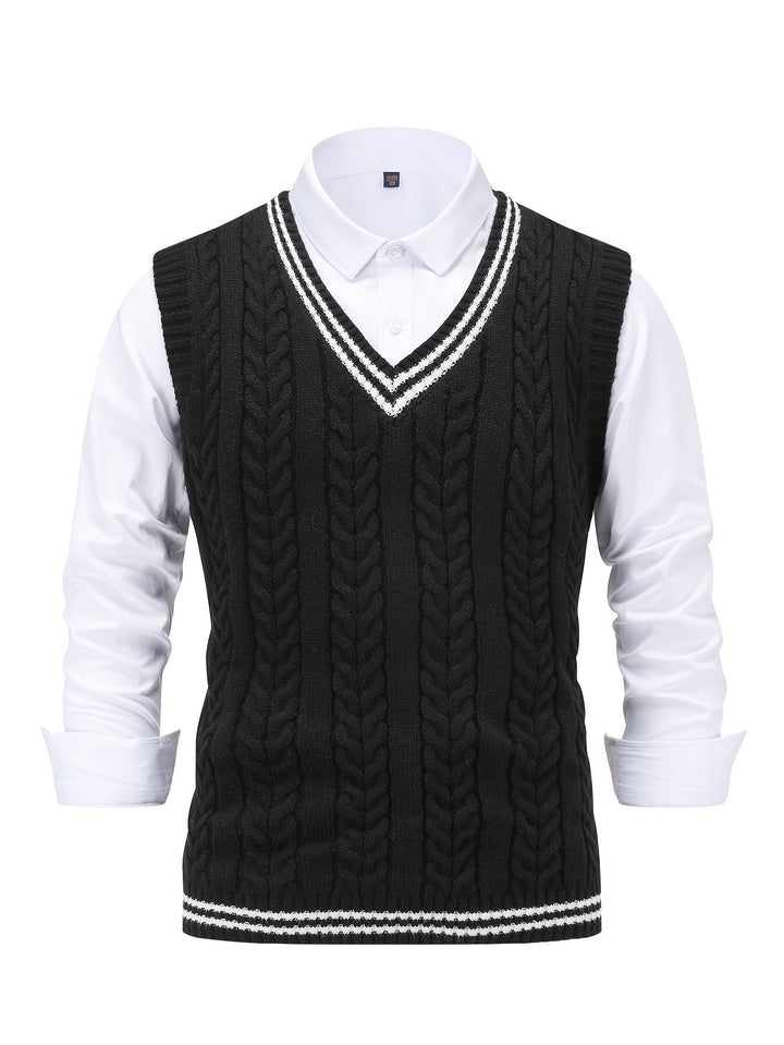 Gideon | Kamizelka Sweter V-Neck z Warkoczem