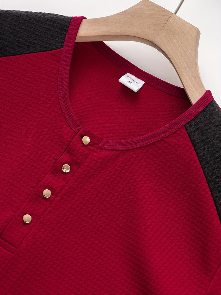 Curtis | Teksturowany Henley z Długim Rękawem