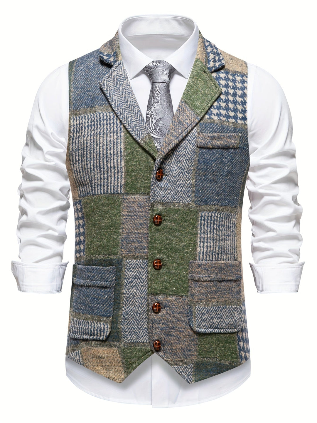 Trevor | Kamizelka Patchwork z Wzorem Węgierskim