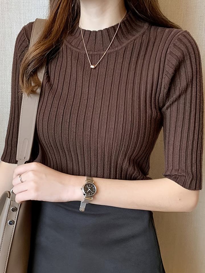 Verity | Żebrowany Top z Mock-Neck