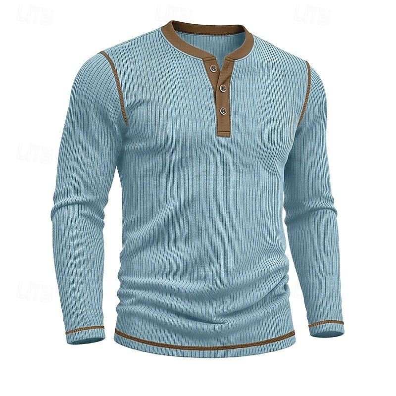 Jared | Koszulka Henley z Żebrowanym Wzorem