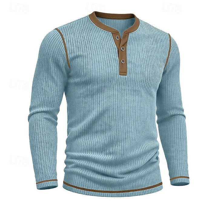Jared | Koszulka Henley z Żebrowanym Wzorem