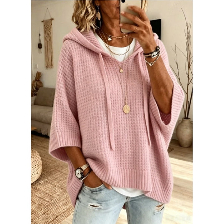 Carol | Luźna Bluza z Kapturem o Strukturze Wafla