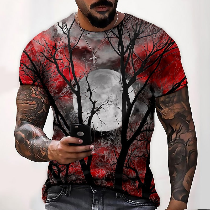 Jonah | Koszulka z grafiką Halloween Moon z okrągłym dekoltem