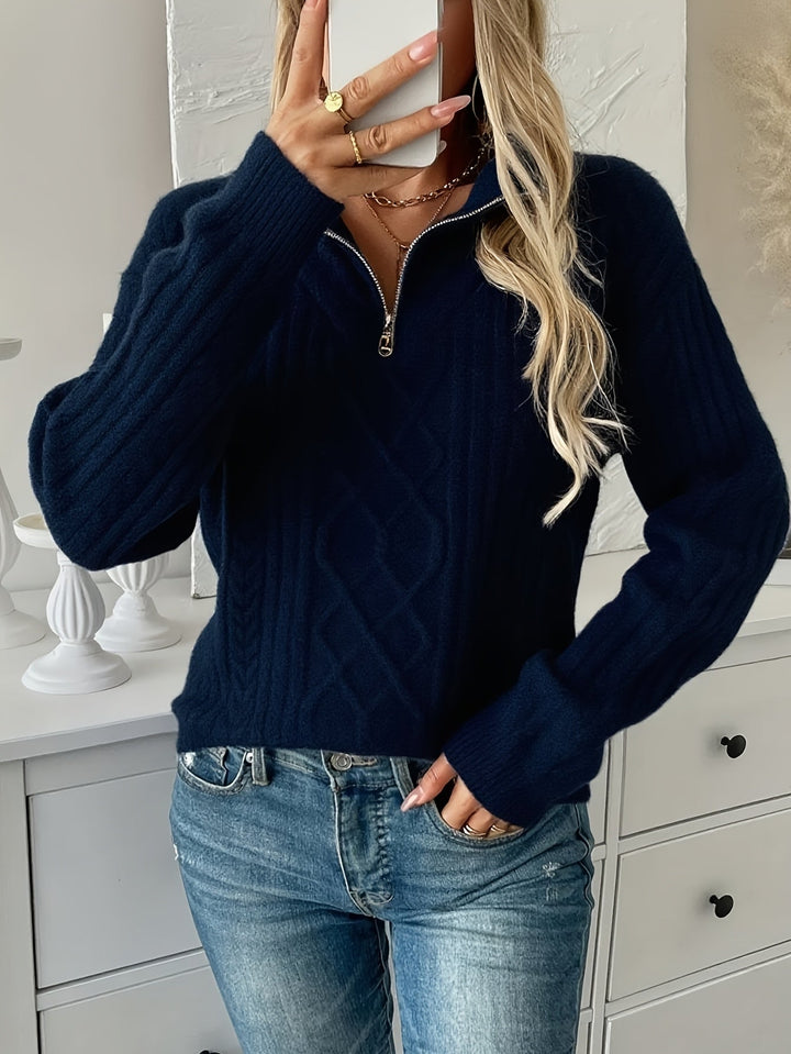 Klementynka | Teksturowany Sweter z Połową Zamka