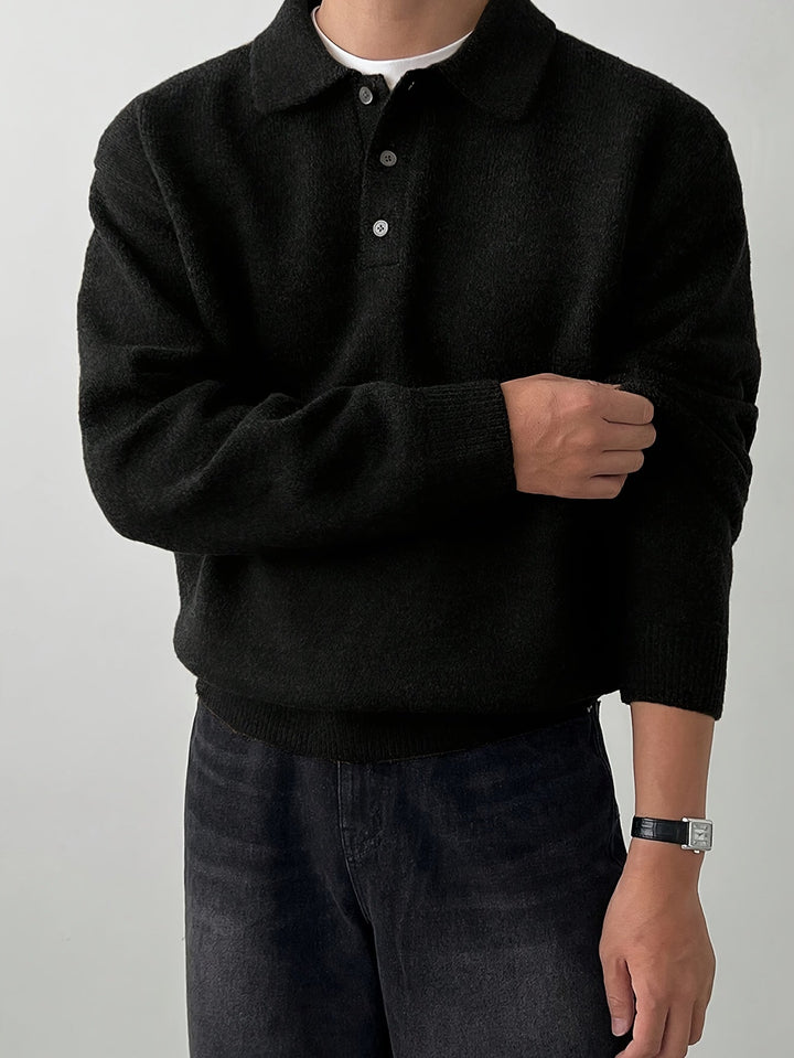 Landon | Elegancki Sweter z Kołnierzykiem Polo
