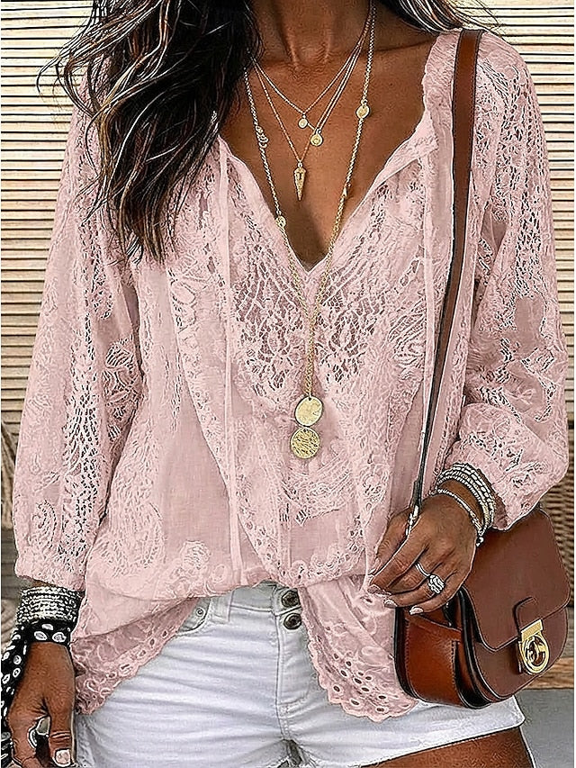 Estelle | Bluzka Boho z Koronkowymi Detalami