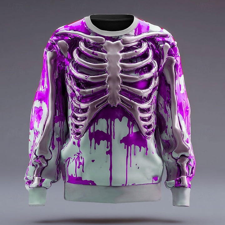 Rory | Halloweenowy Sweter z Szkieletami z Okrągłym Dekoltem