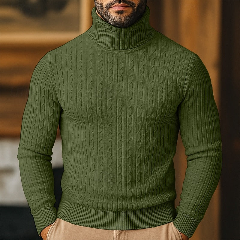 Rupert | Sweter z golfem w splot kablowy