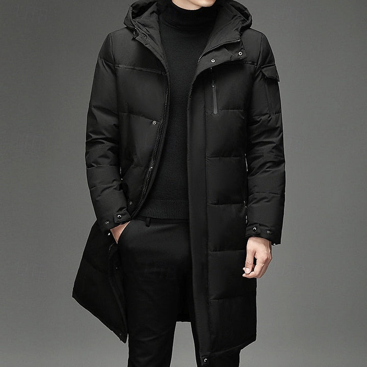 Rupert | Długi zimowy płaszcz z kapturem