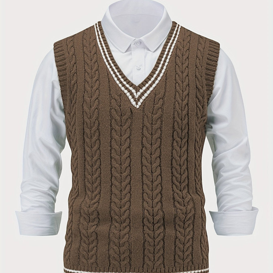 Gideon | Kamizelka Sweter V-Neck z Warkoczem