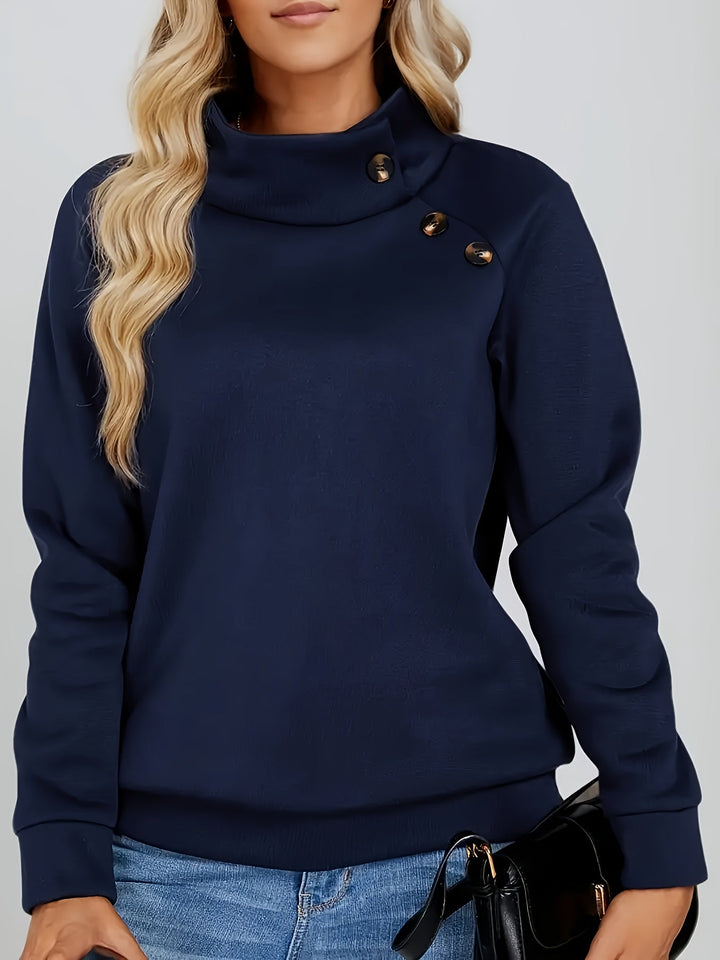 Kirsten | Sweter z kołnierzem typu stójka z guzikami
