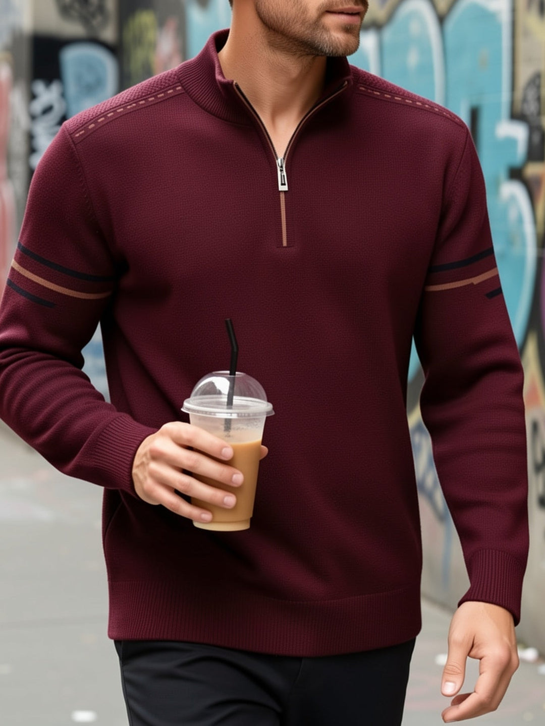 Nathan | Sweter z pół-zamkiem i stójką