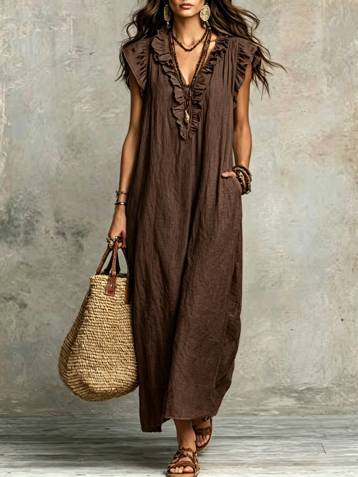 Marisol | Sukienka Maxi w Stylu Boho z Falbankami