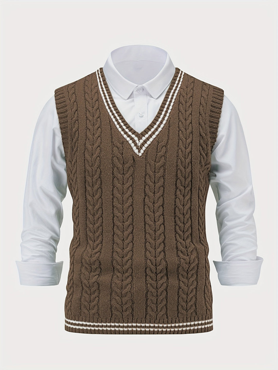 Gideon | Kamizelka Sweter V-Neck z Warkoczem