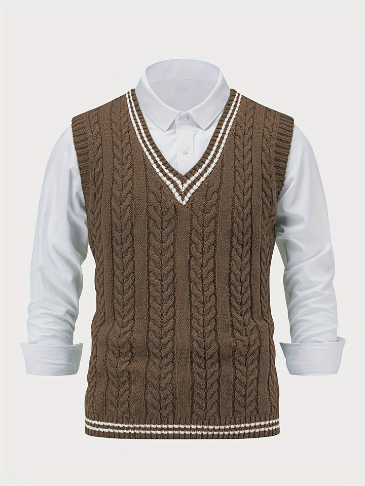 Gideon | Kamizelka Sweter V-Neck z Warkoczem