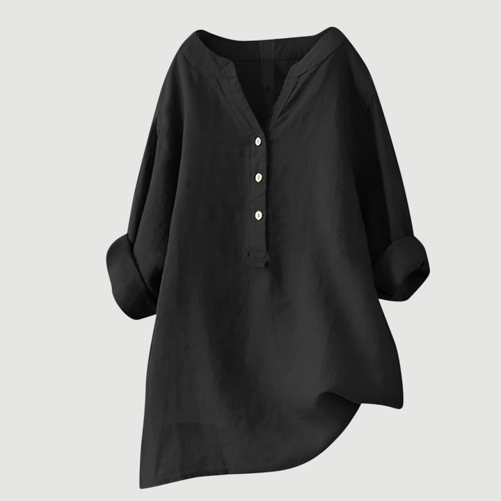 Carina | Elegancka koszula z dekoltem w serek i guzikami
