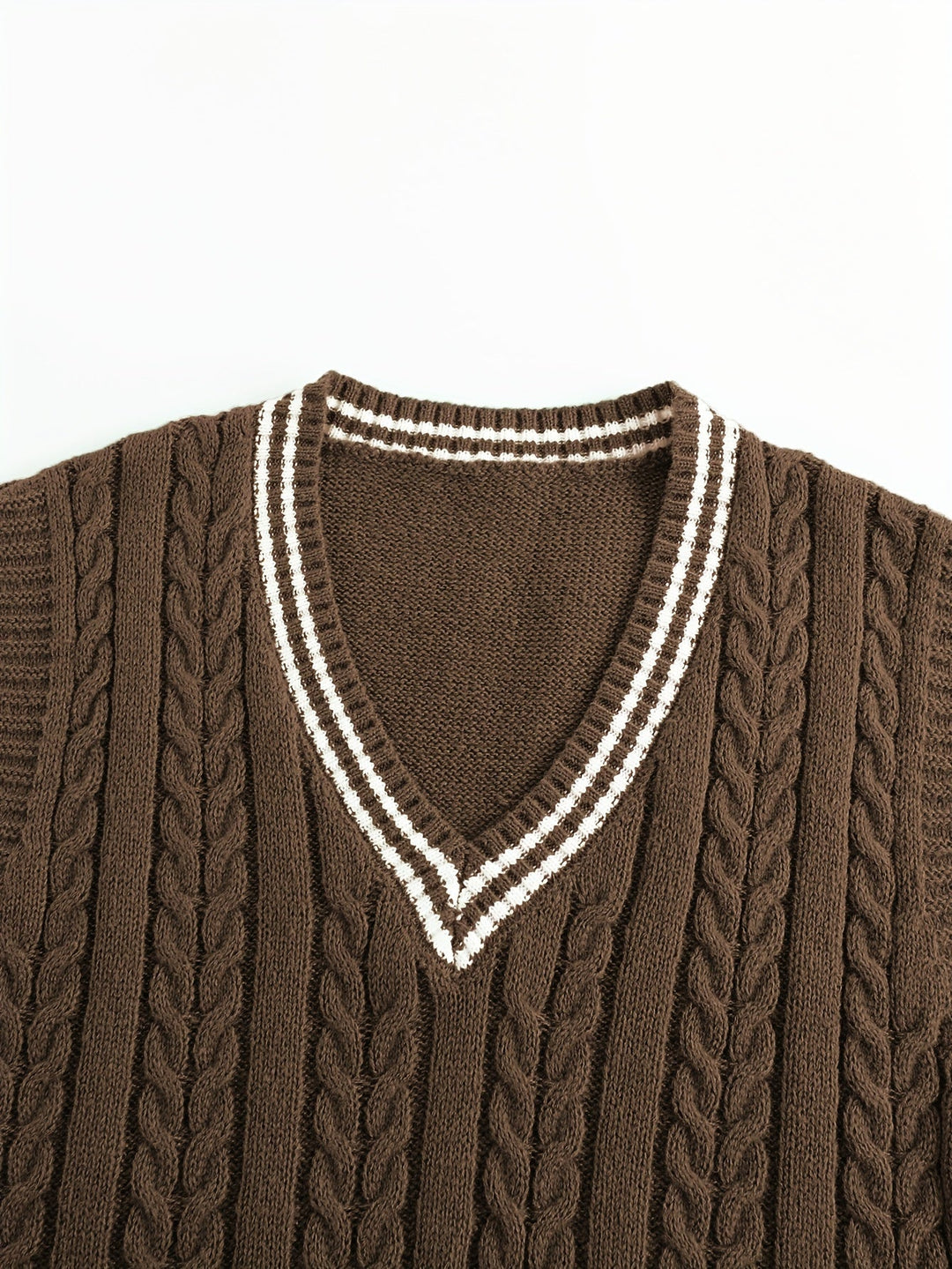 Gideon | Kamizelka Sweter V-Neck z Warkoczem