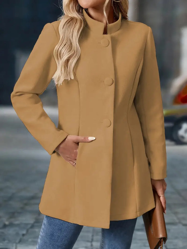 Juliette | Elegancki Płaszcz z Stojącym Kołnierzem i Guzikami