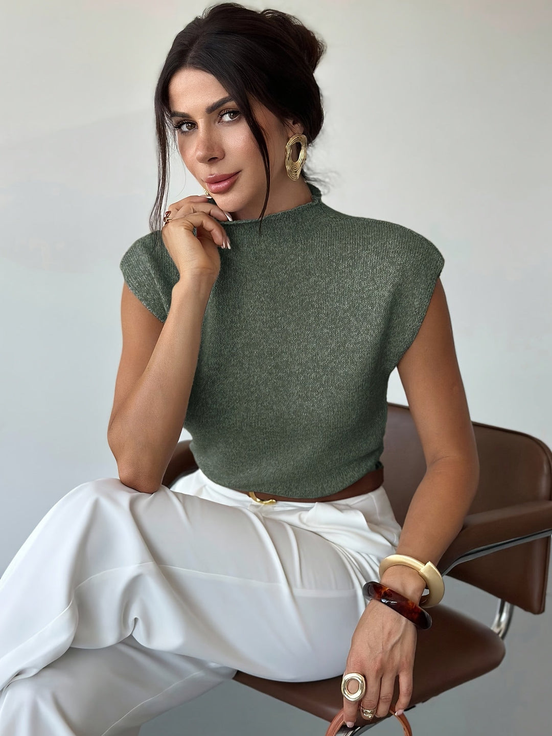 Claudia | Kamizelka z Mock Neck bez rękawów