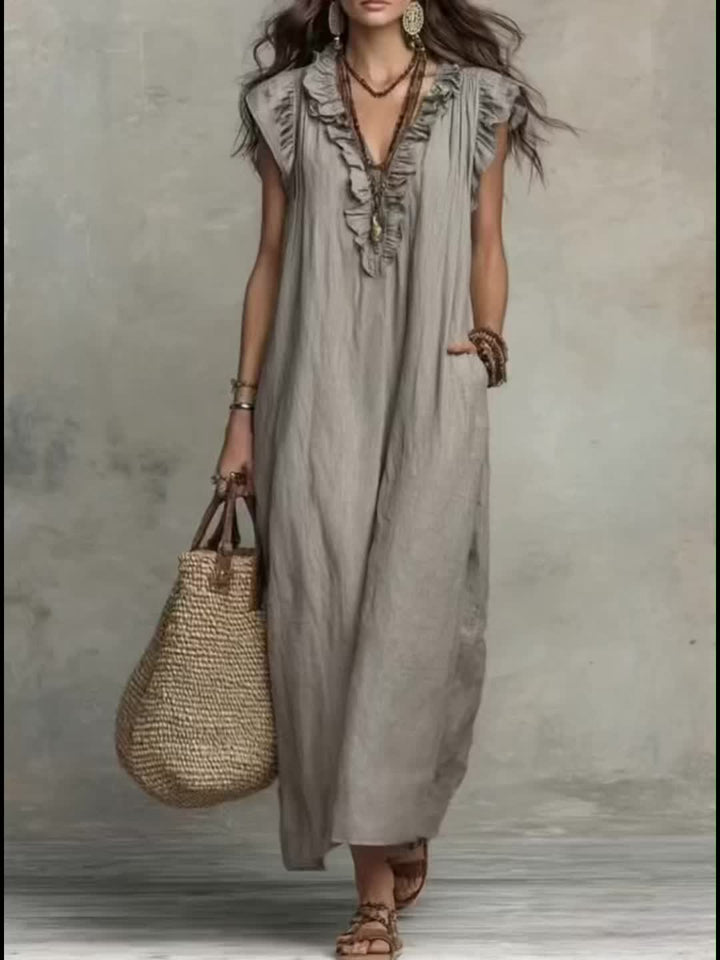 Marisol | Sukienka Maxi w Stylu Boho z Falbankami