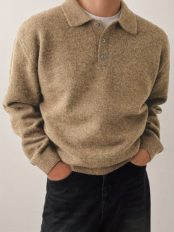 Landon | Elegancki Sweter z Kołnierzykiem Polo