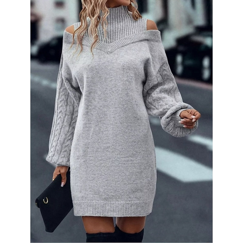 Winifred | Sukienka swetrowa z dekoltem typu cold-shoulder