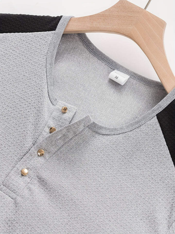 Curtis | Teksturowany Henley z Długim Rękawem