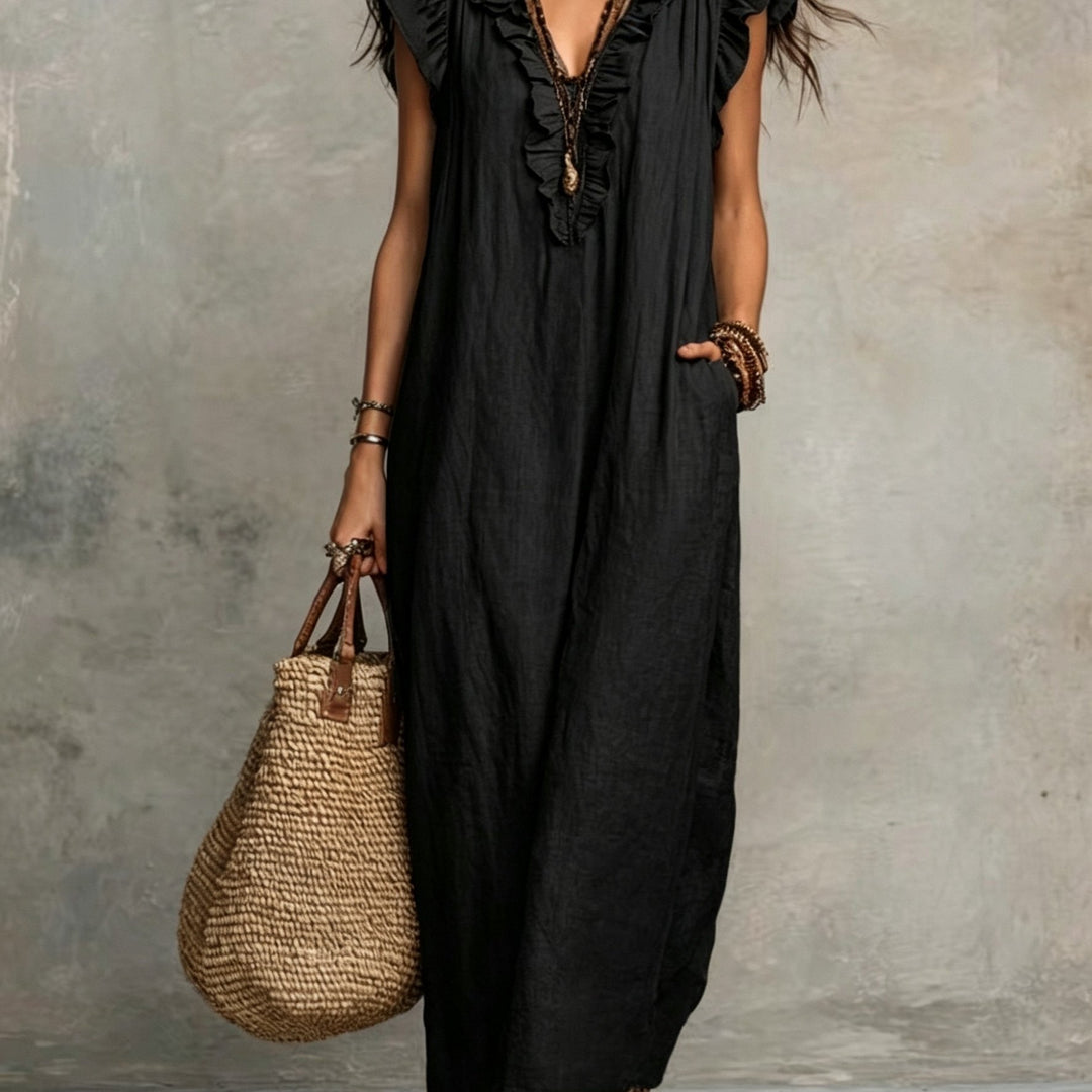 Marisol | Sukienka Maxi w Stylu Boho z Falbankami
