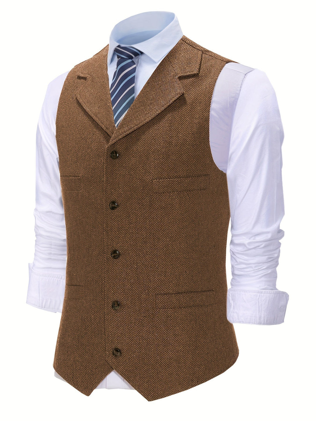 Byron | Elegancka Kamizelka w Wzór Rybi Ogon
