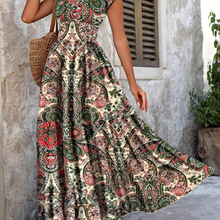 Roberta | Boho Maxi Sukienka w Wzór Paisley