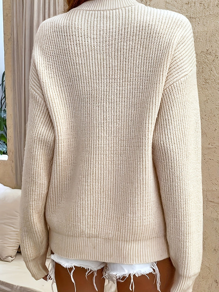 Cecilia | Sweter Henley z Żebrowanym Wzorem